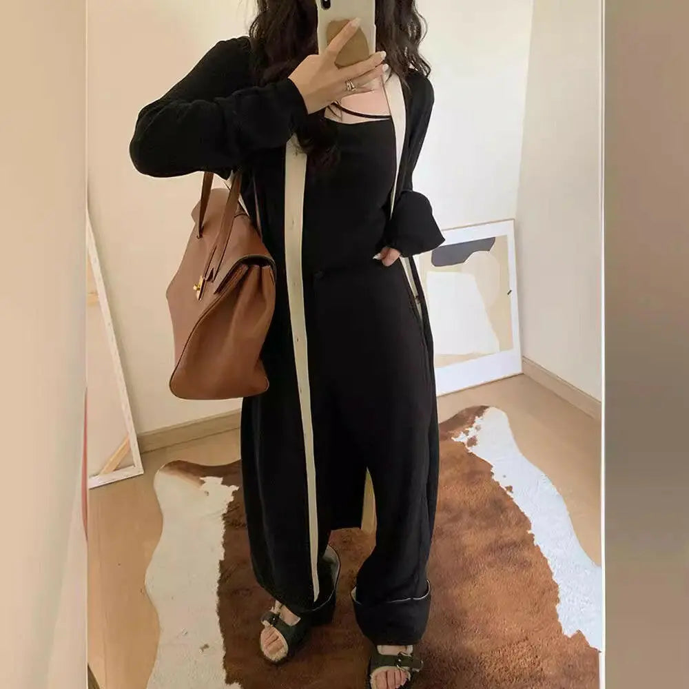 Women's Black Long Cardigan Knitted Dress Plush Fashions Shop