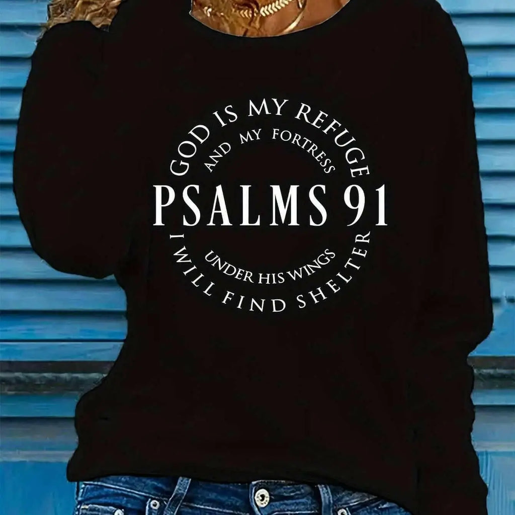 Women's Inspirational Psalms 91 Verse Long Sleeve T-Shirt.