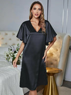 Women's V-Neck Flutter Sleeve Night Dress.