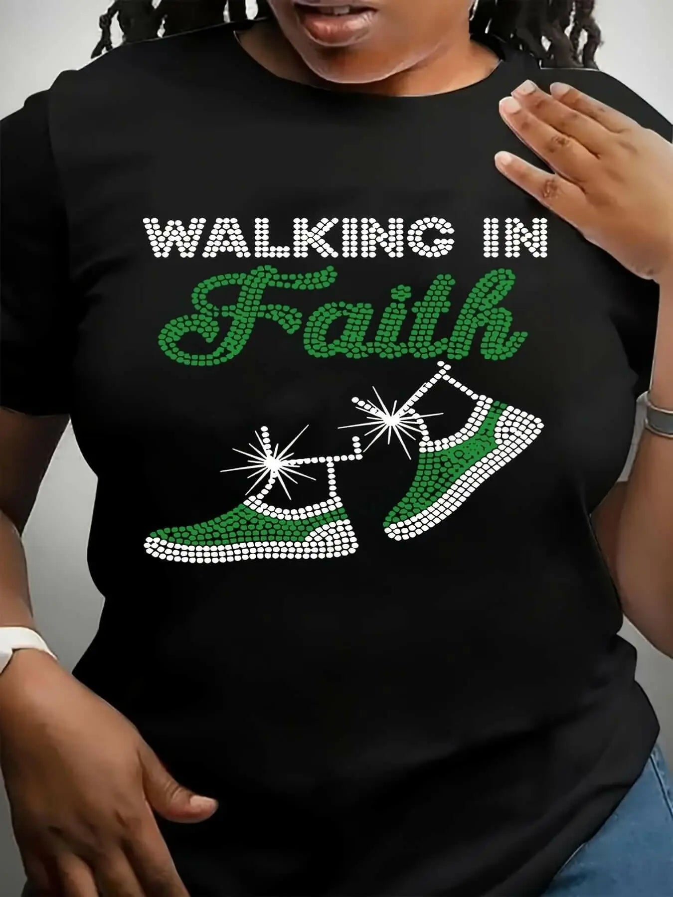 Women's  "Walking in Faith" Graphic Tee.