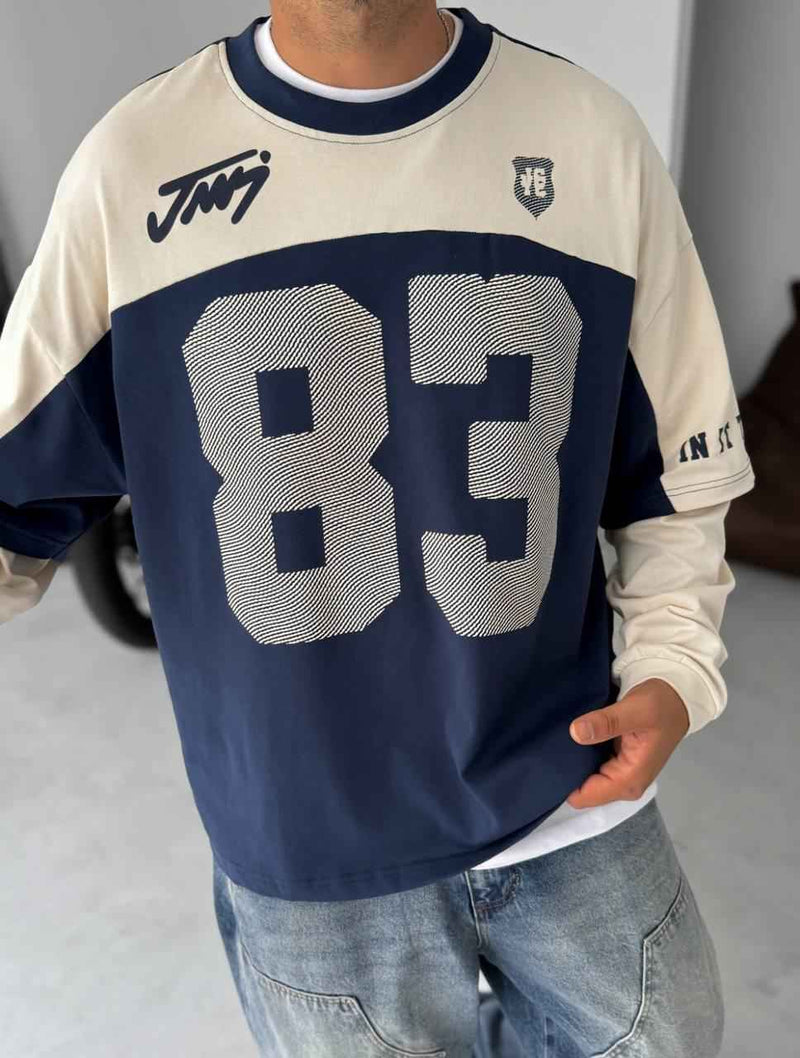 Unisex Two - Tone Collegiate Graphic Sweatshirt - Plush Fashion Hub